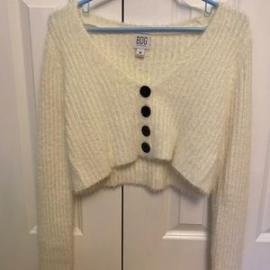 Urban Outfitters white off the shoulder button up sweater